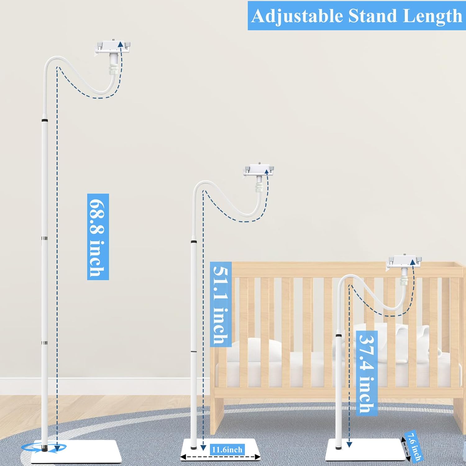 Baby Monitor Floor Stand Holder Mount Compactible for Nanit Pro & Flex Stand,Infant Optics DXR-8 Pro,VTech,Momcozy,HelloBaby,VAVA,nooie IPC100,Motorola VM75/VM50G/VM44